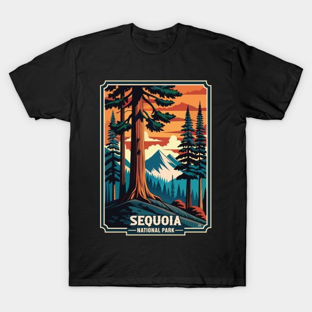 Retro Sequoia National Park T-Shirt by Surrealcoin777